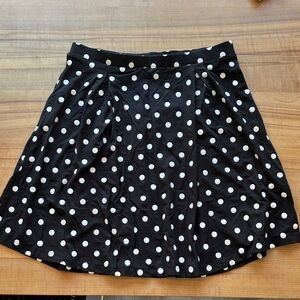 Elegant Black and White Polka Dot A-Line Skirt